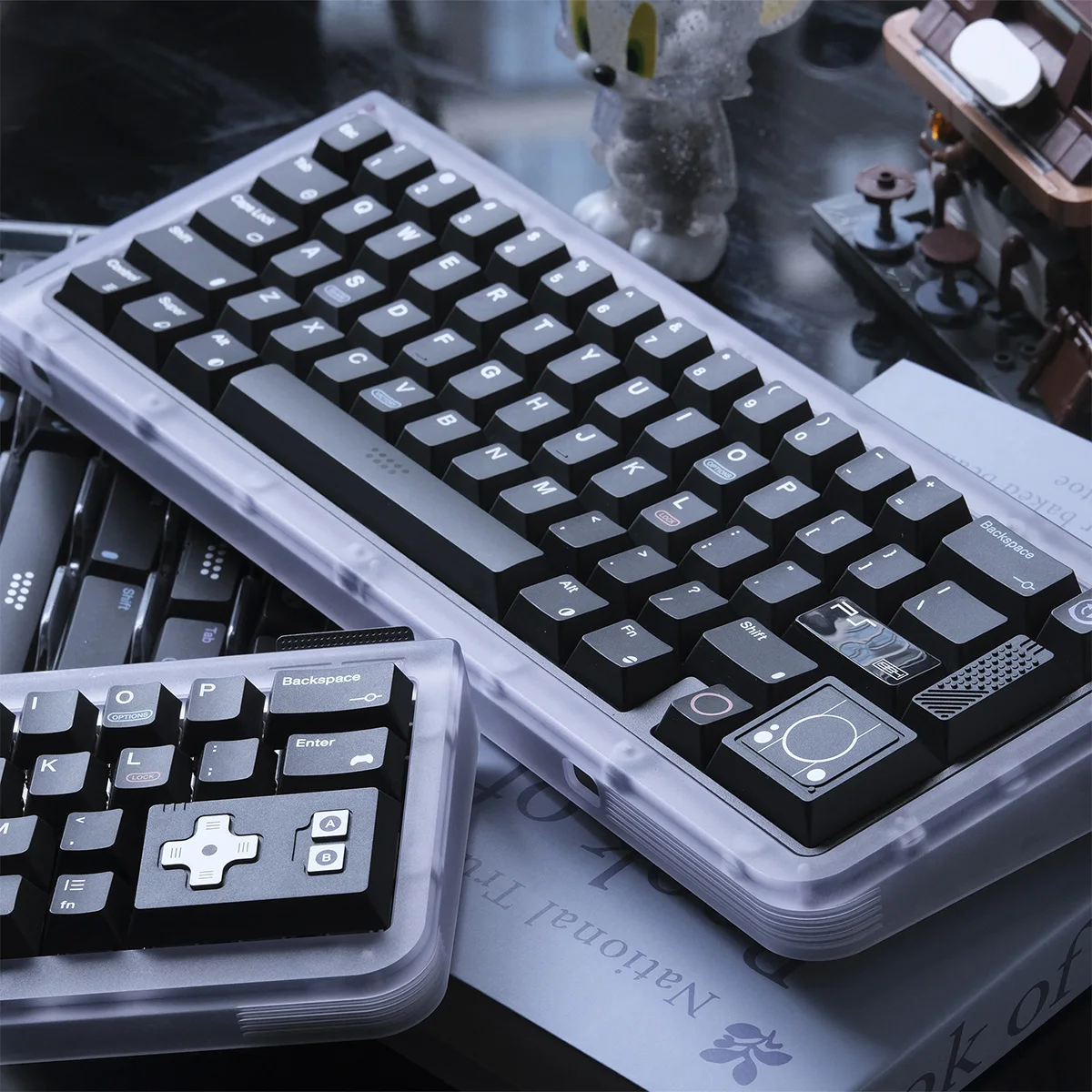 

1994 Retro game console keycaps, black gold/black silver custom keycaps