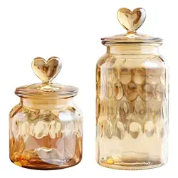 Airtight Food Jars with Lid Decorative Glass Jar Tea Canister Glass Canisters for Candy Snacks Coffee Beans Loose Tea Spice