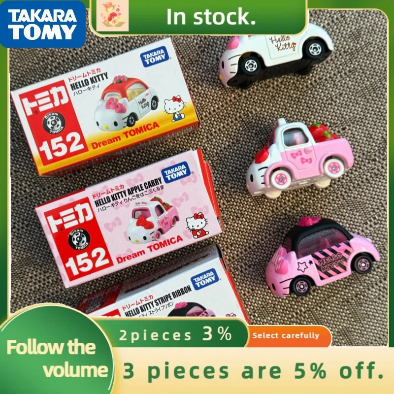 

Takara Tomy Tomica Dream Hello Kitty Apple Car Грузовик Автомобиль из сплава Модель литья под давлением Коллекция Детские подарки Игрушки для мальчиков