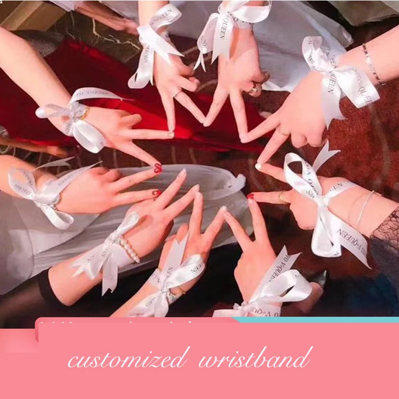 

Customized Ribbon Festival Wristbands, Wedding Events, Birthday Party, Personalized Custom Baralect WristStrap, 100 Pcs