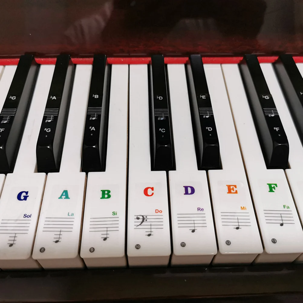 

2 Sets Piano Keyboard Removable Reusable Electronic Organ Stickers 88 61 54 49 Keys Clear Printed Durable Safe For Beginners