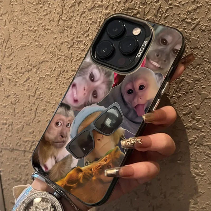 For iPhone 16 Pro Max 15 14 Plus 13 12 11 XS X XR 7 8 Plus SE 2022 New Creative Monkey Pattern Shockproof Back Phone Case Cover