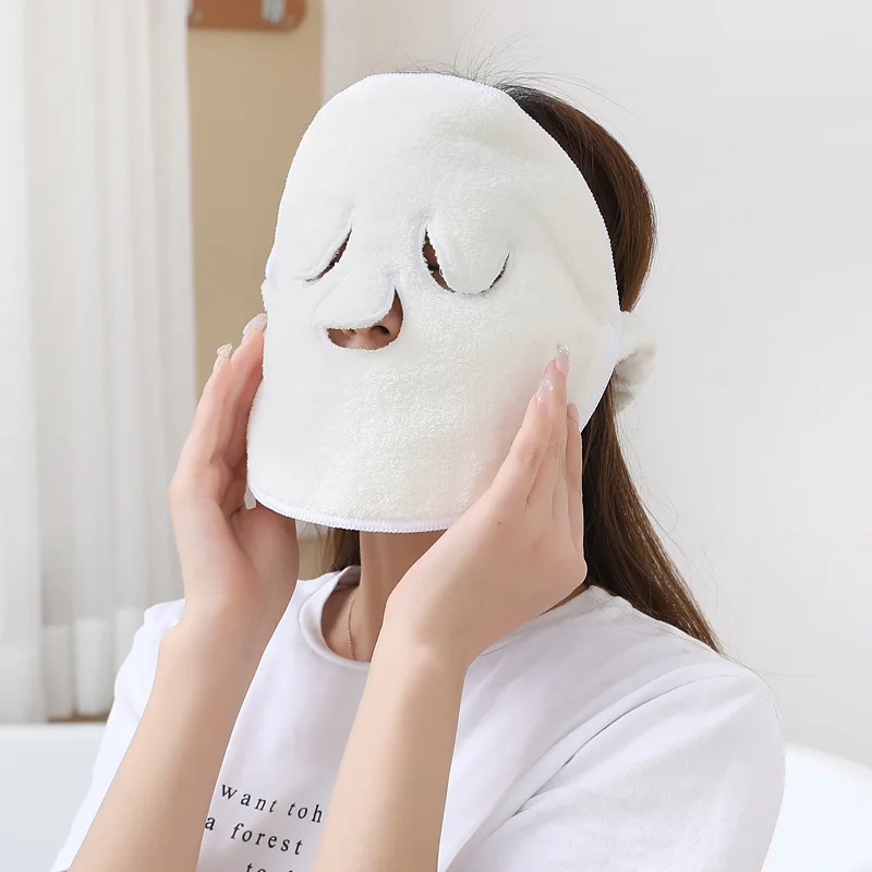 Face Towel Hot and Cold Mask Wash Face Double Thickened Plain Weave Soft Absorbent Beauty Fit Facial Round Towel Household Towel