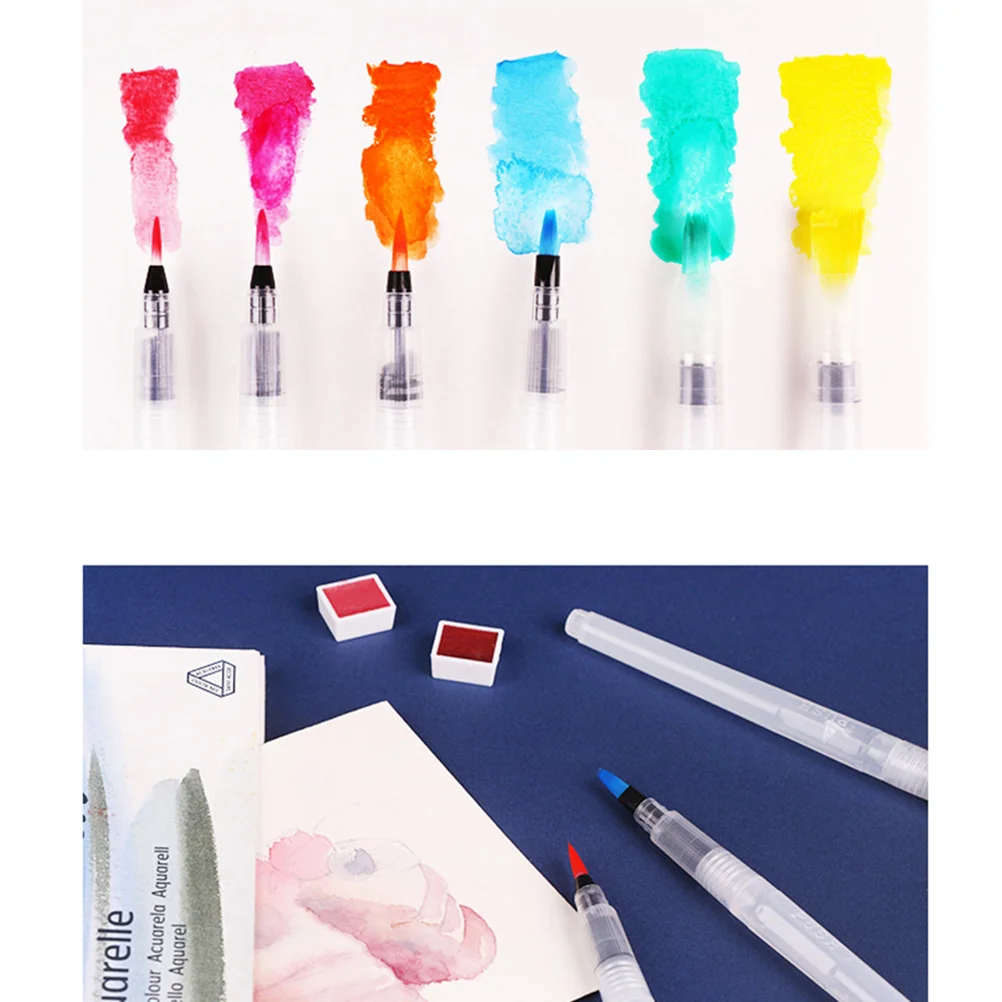 

9pcs Watercolor Paintbrush Set Durable Brushes Delicate Lines Easy Clean Control Ink Flow Solid Colors Powdered Pigment