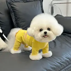 Pet Autumn Winter Velvet Embroidered Bow Four Legged Belly Wrap Teddy Belly Protection Home Clothing Pajamas Puppy Clothes