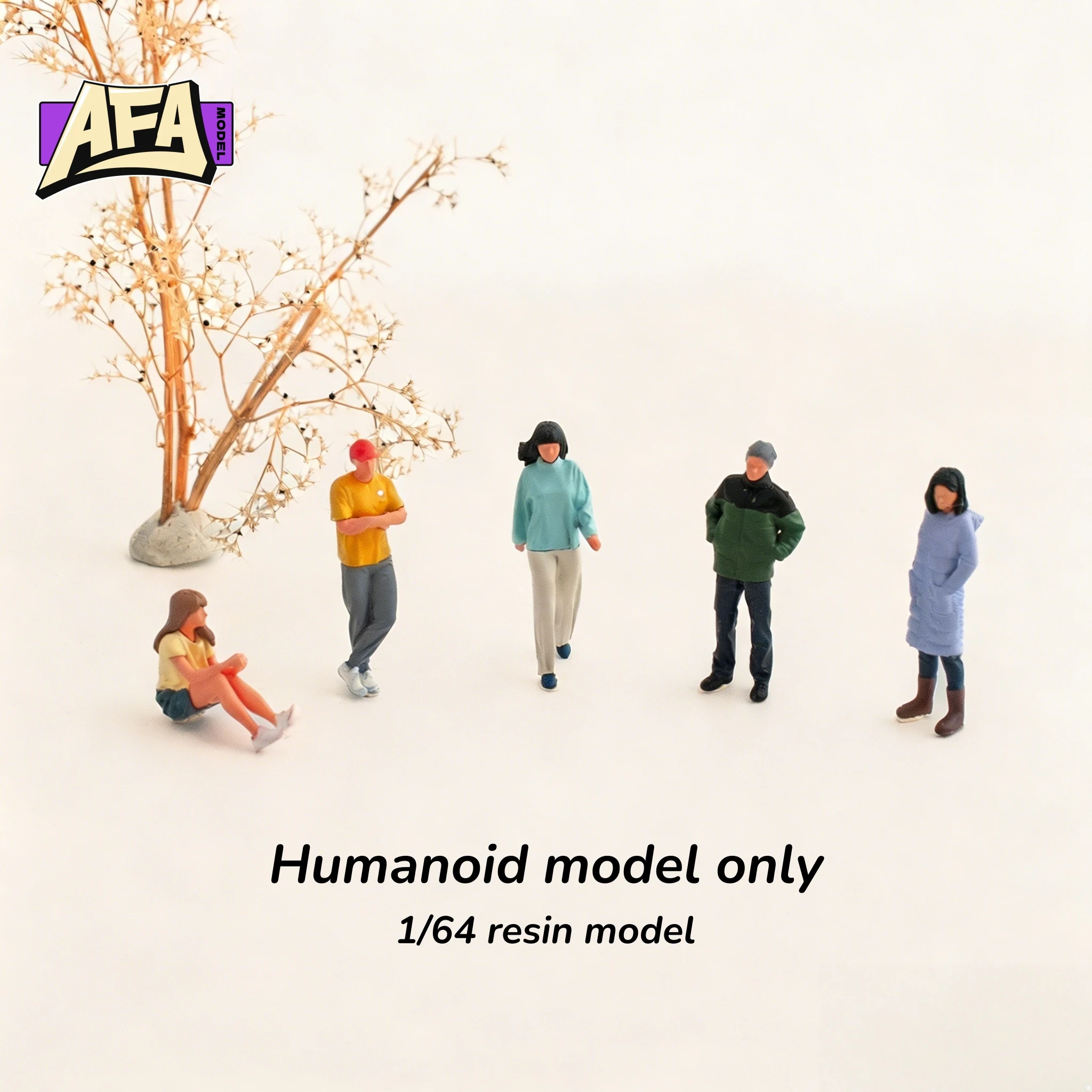 

Resin Diorama 1:64 Scale Resin Miniature Figures Set, Realistic People Models for Diorama, Creative Photography Props, Display