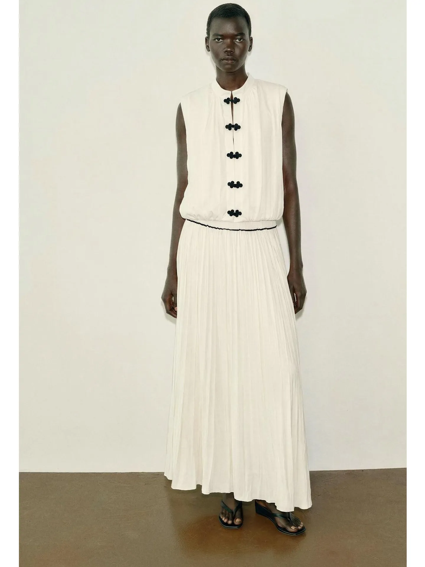 Silk Satin Texture Midi Skirt And Top Set Women's Fashion Autumn Collection Sleeveless round Neck Color Block Knot Detail
