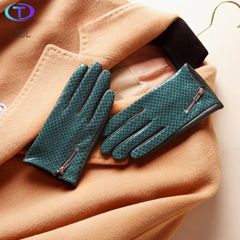 

New Popular Elegant Fashion Driving Gloves Colorful Genuine Real SheepLeather Gloves Women Fashion Winter Autumn Short Mittens