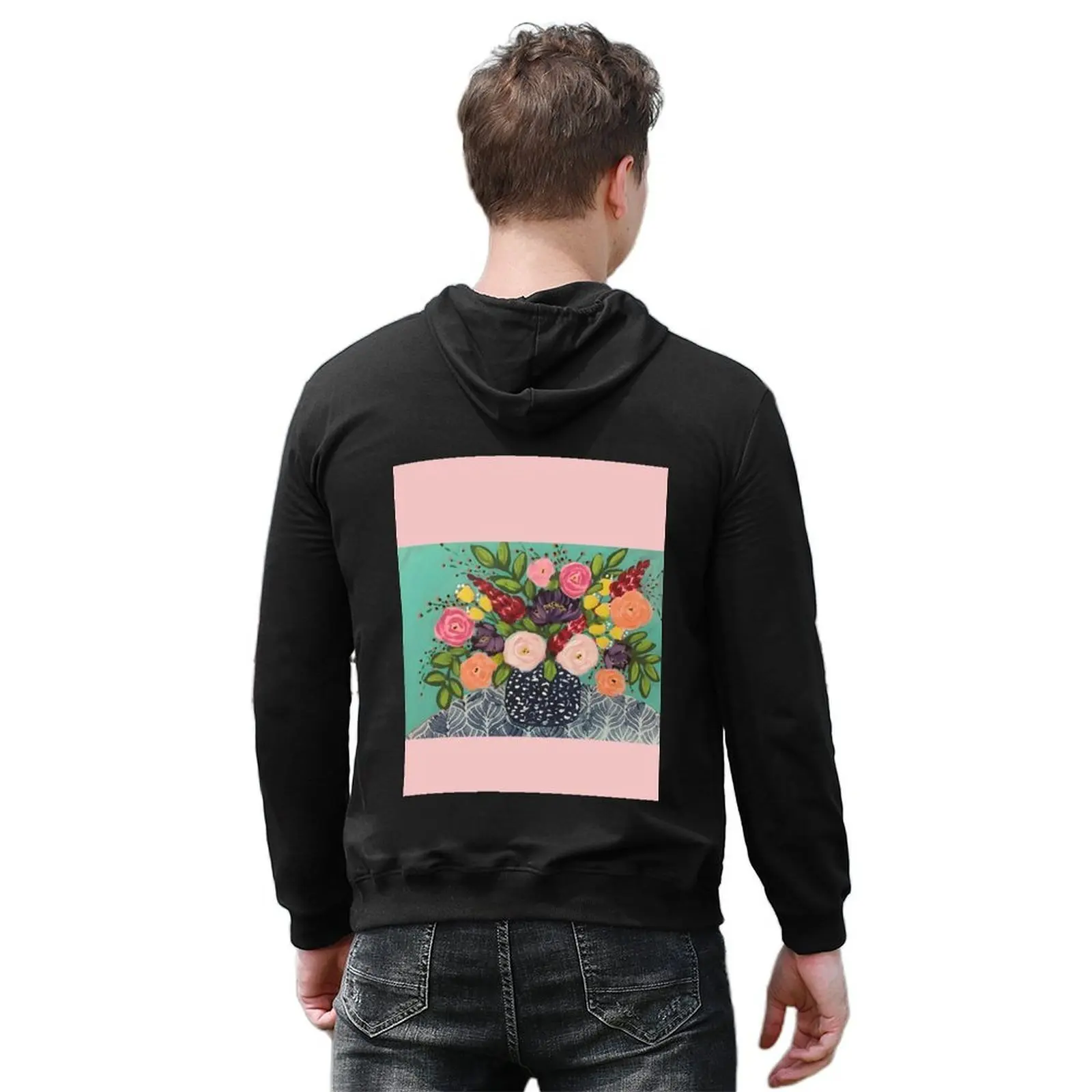Florals in vase Hoodie autumn fashion men japanese style mens designer clothes autumn hoodie