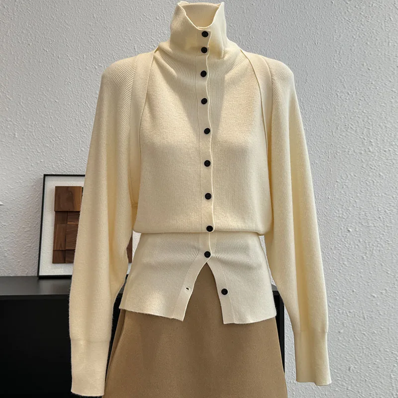 

Sweaters New Long Sleeve Knitted Sweater Women Cardigans Turtleneck Black Knit Sweater Cardigan Women Tops Sueter Feminino Q2185