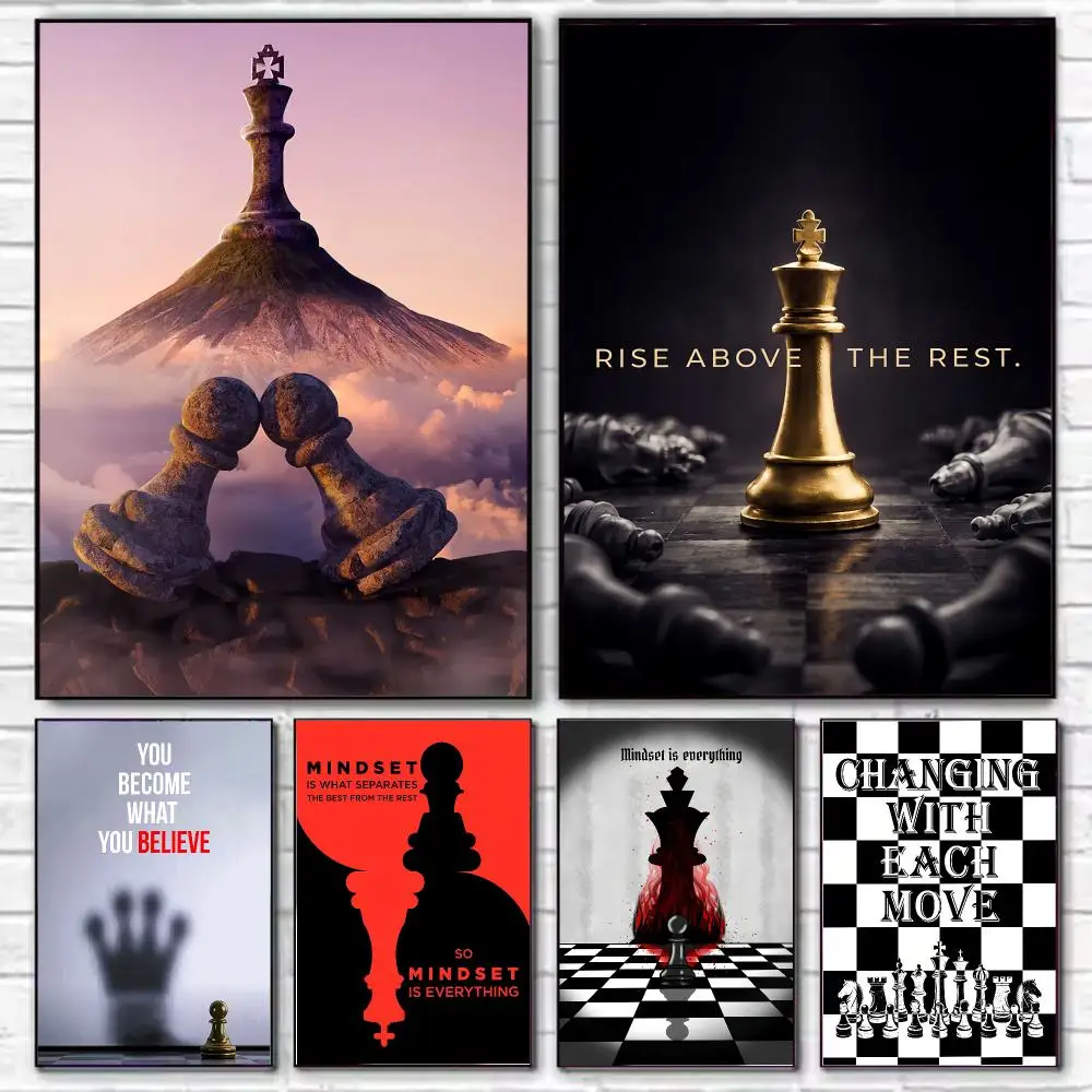 Chess Lovers Motivational Art Poster Stylish Wall Art Print for Living Room Bedroom Study Office Café Home Decor Modern Gift