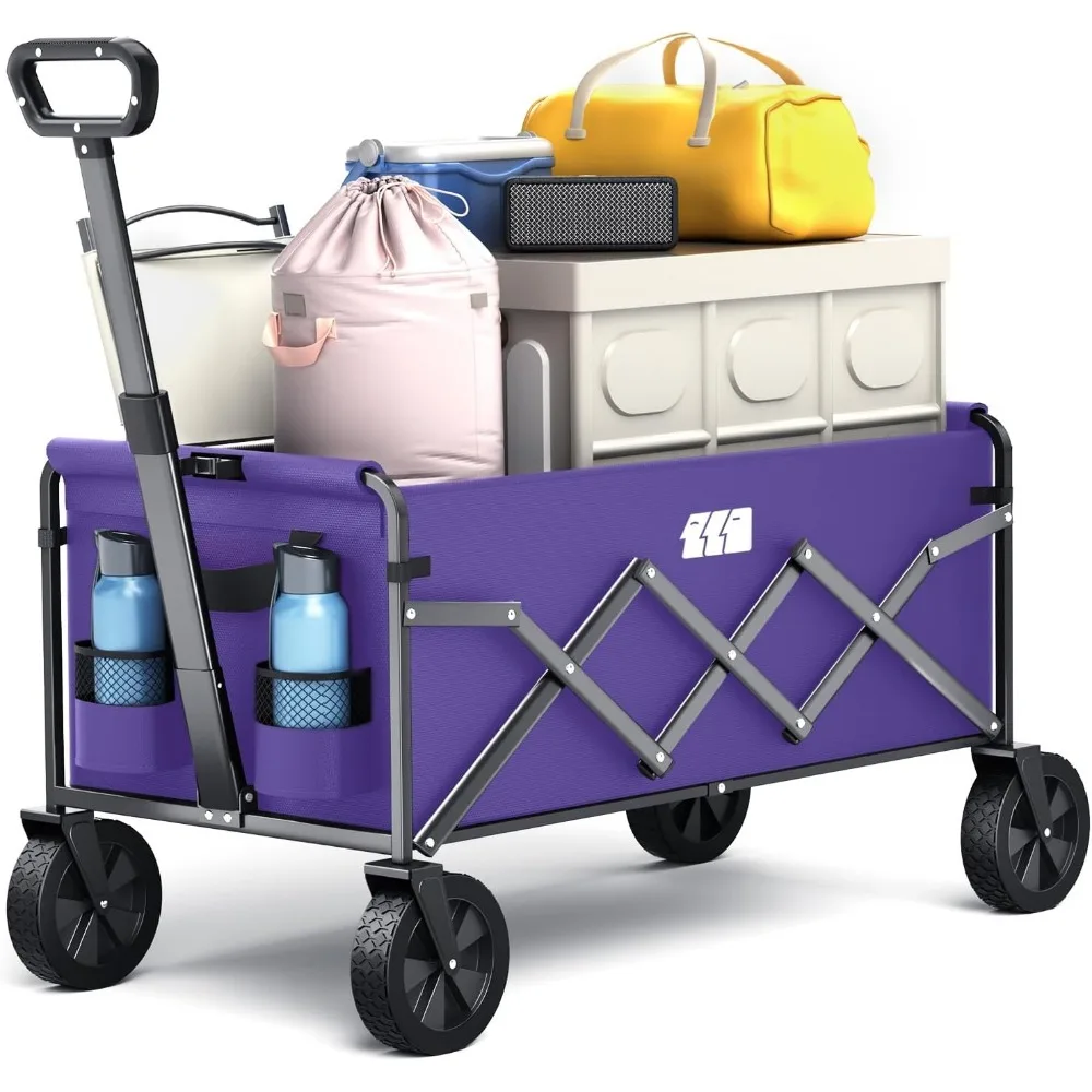 

Foldable Wagon, Foldig Cart with Wheel Heavy Duty with 180lbs Weight Capacity Lightweight Utility Camping Wagon for