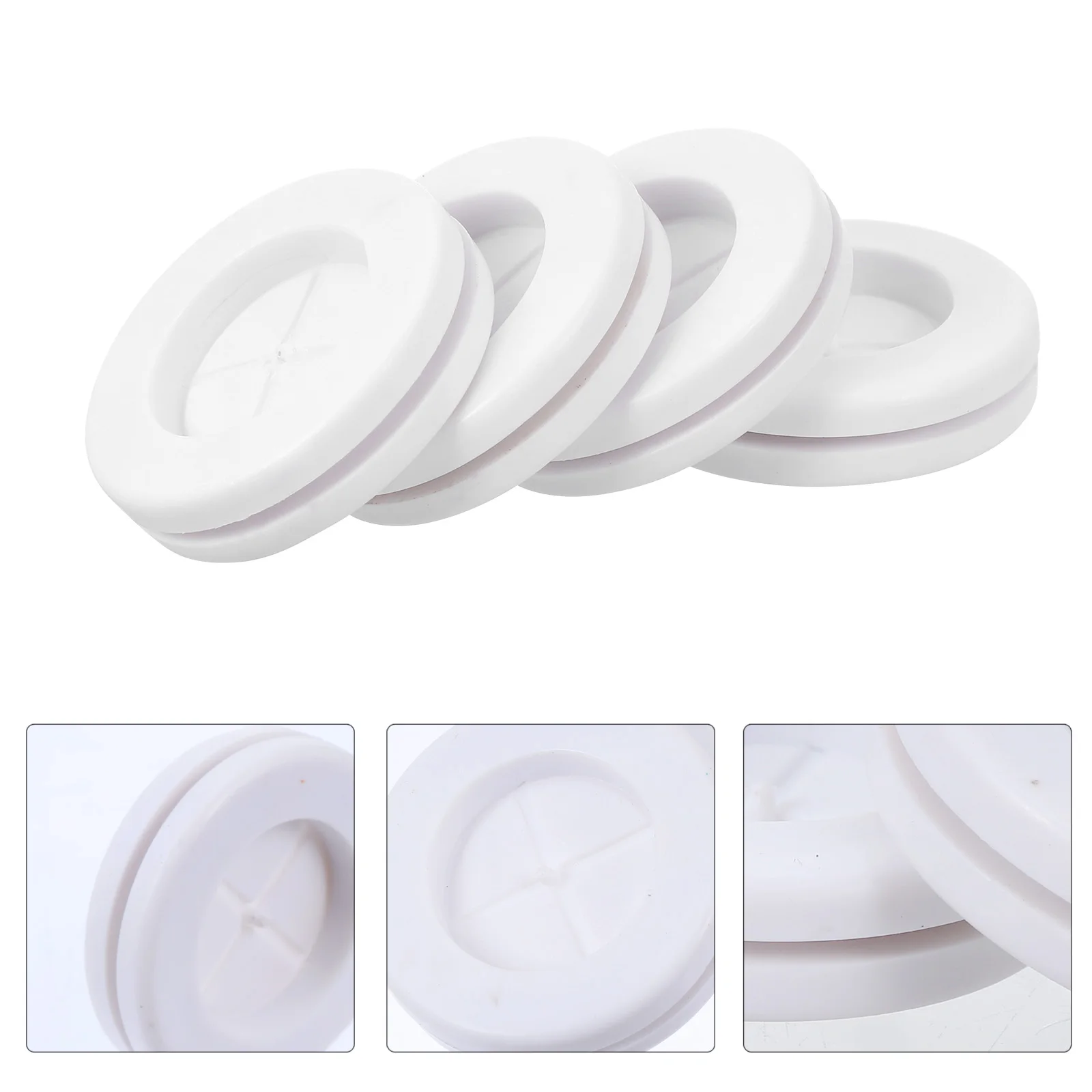 

4pcs White Rubber Grommets Dustproof Flame Retardant Wire Protection Synthetic Rings High Elasticity Insulation Waterproof