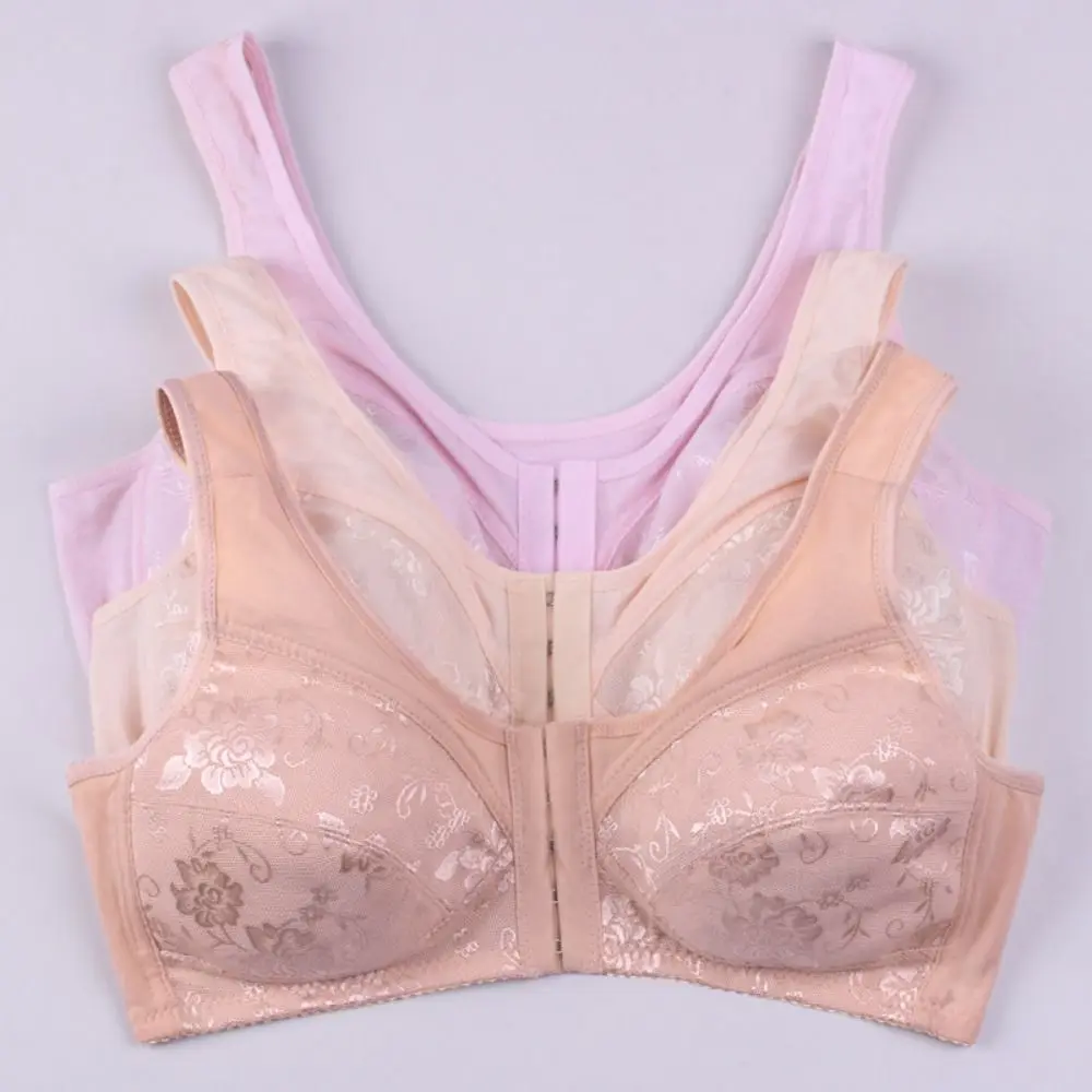 Soutien-gorge confortable en coton avec boutons sur le devant, fin, sans couture, pour personnes âgées, bretelles larges, intimes, sans fil, pour femmes