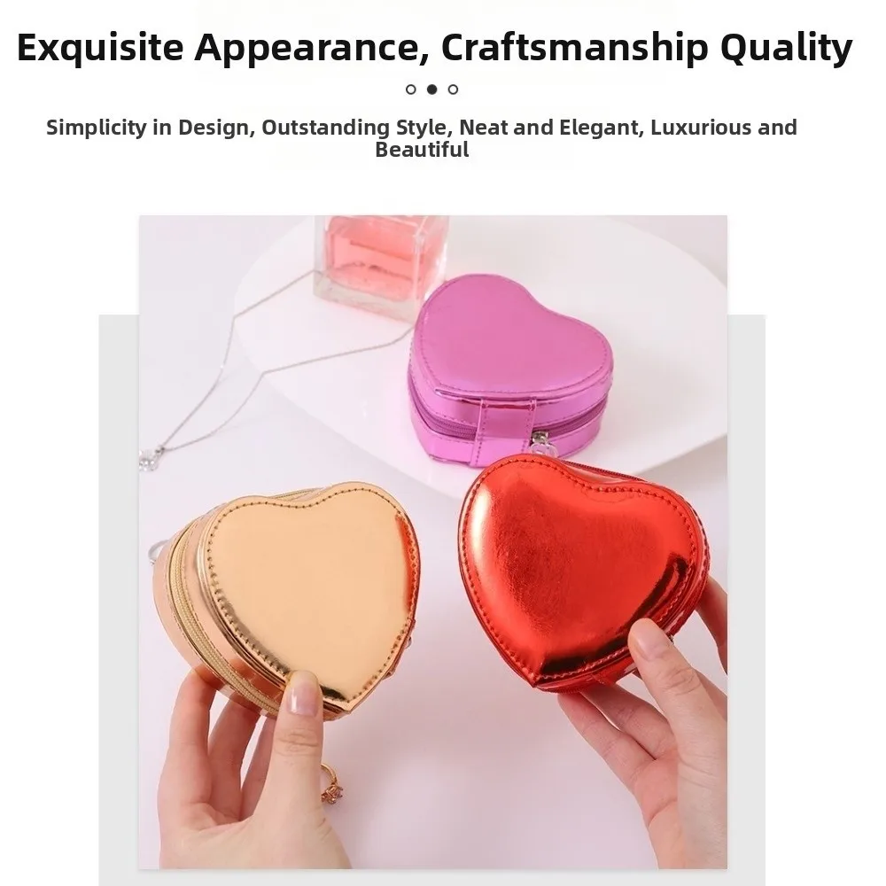 Velvet Travel Jewelry Organizer Box Anti-Scratch Soft Lining Jewelry Storage Boxes Heart-shaped Holder Bracelet Carrying Case