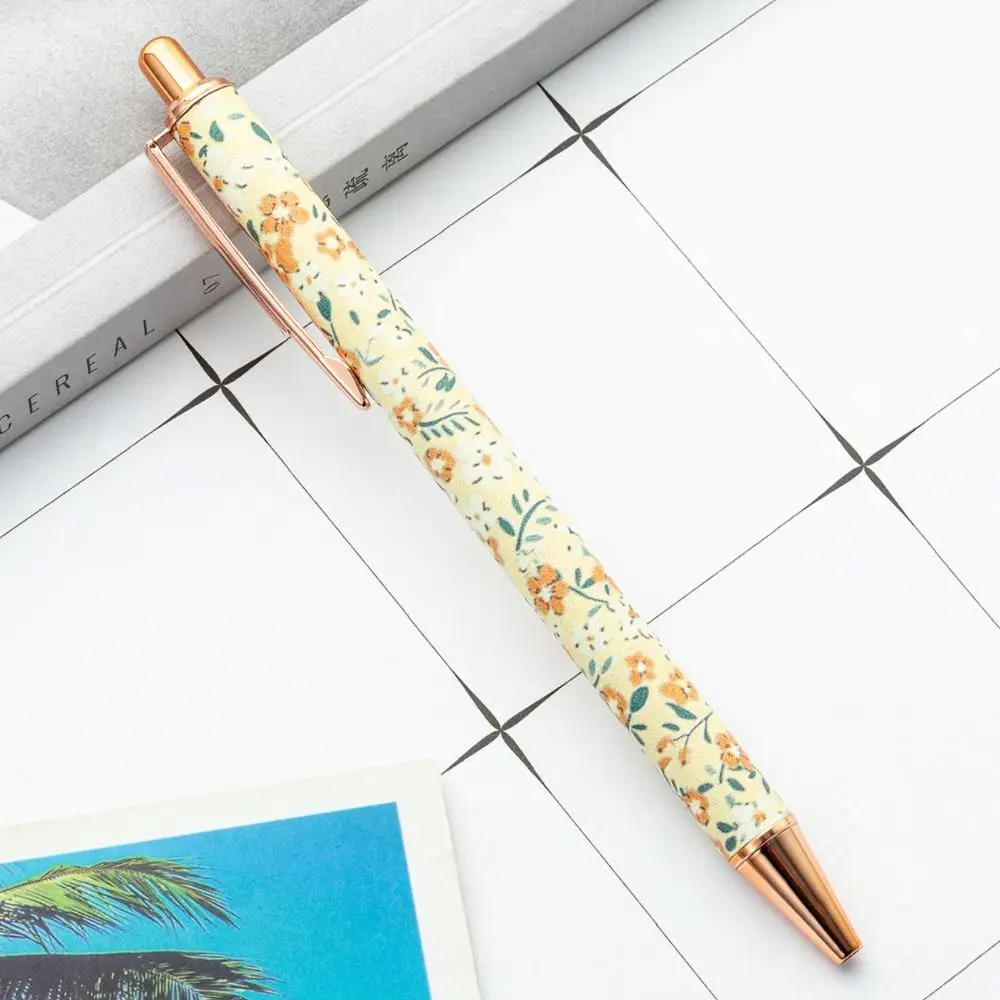 Creative Print Pen Cute Cartoon Heart Flower Pens Luxury Durable Press Metal Pen School Teacher