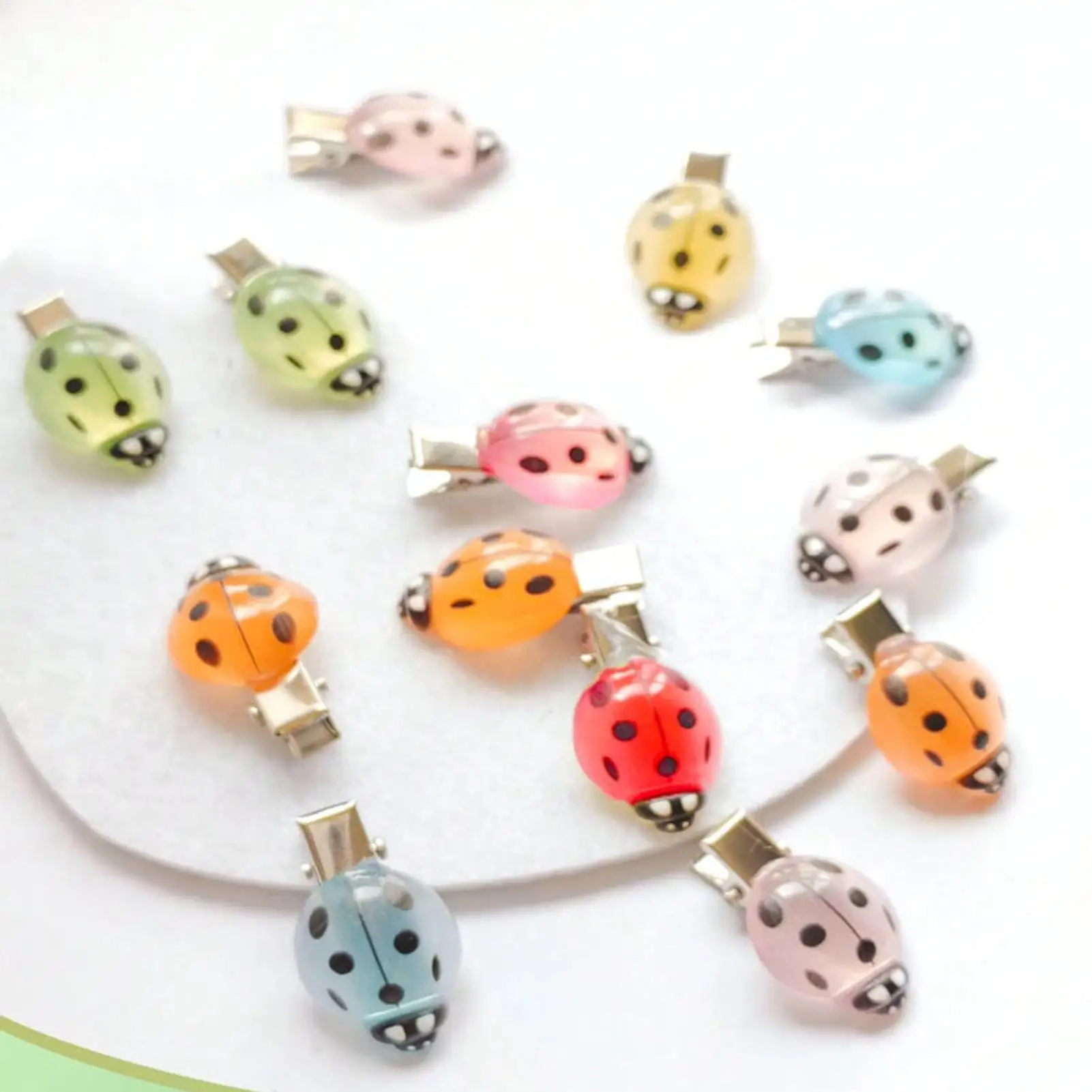 Spinki do włosów w kształcie biedronki, 10 sztuk, zabawne spinki z motywem biedronki, świecące, urocze spinki do stylizacji włosów dla nastolatek, dzieci, dziewcząt, na randkę, imprezę, do szkoły, na zewnątrz.