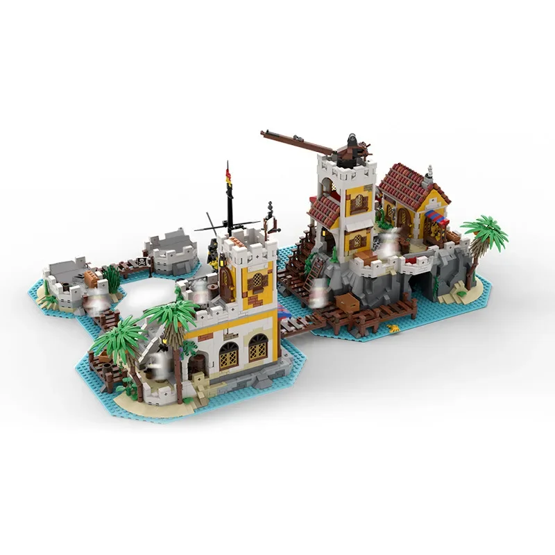 BuildMoc Imperial Fortress Eldorados Pirate Van Dykes Island Building Blocks 21322 Barracudas Bay Empire Soldiers Children Gifts