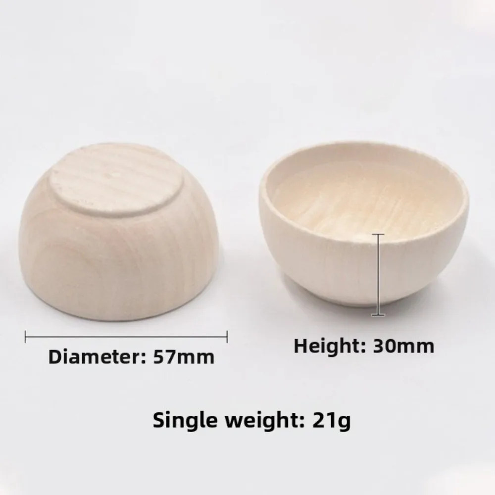 New DIY Unpainted Wood Bowls Hand-Painted Handcraft Small Wooden Bowls Mini Unfinished Wooden Bowls Painting