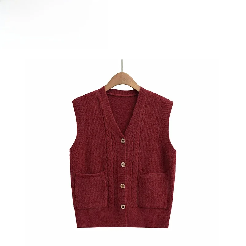 

ZBZA Faionable V-Ne Svel Knitted Vest Women's Top Versatile Sle Autumn New Arrival Polyester Fiber