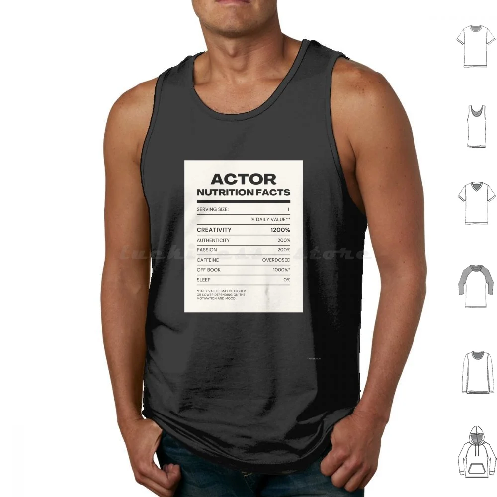 Datos nutricionales de un actor Camisetas sin mangas Chaleco Teatro sin mangas Teatro de cosas Teatro infantil Persona Teatro comunitario