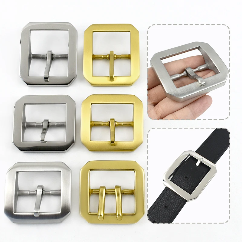 

1Pc 40mm Belt Buckle for Men Stainless Steel Brass Buckles Head Single/double Tongue Pin Clasp DIY Leather Crafts Accessories