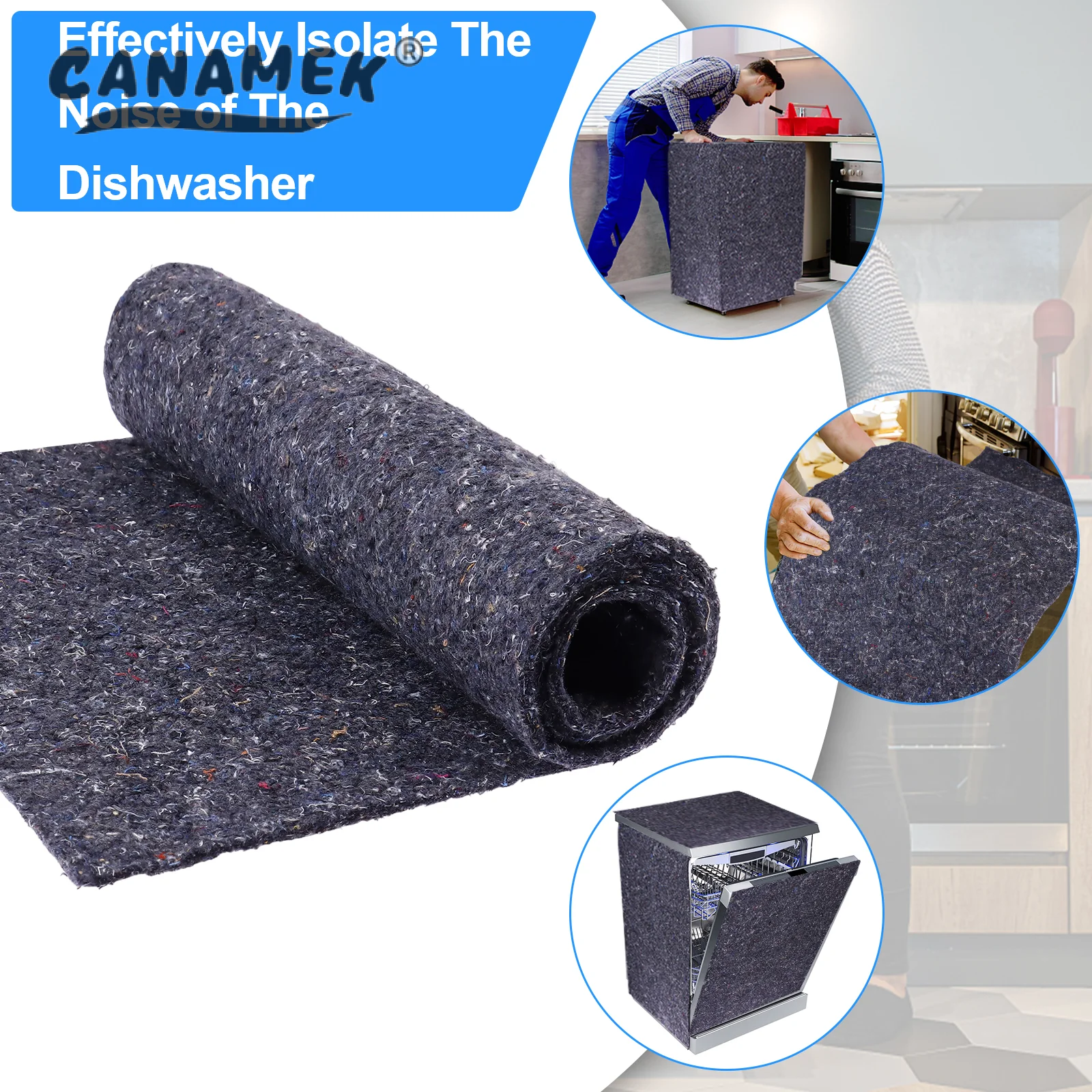 1 Pcs Dishwasher Insulation Blanket 16*96*0.2 Inches Cotton Insulation Blanket Soundproof Insulation Roll Acoustic Blanket Noise