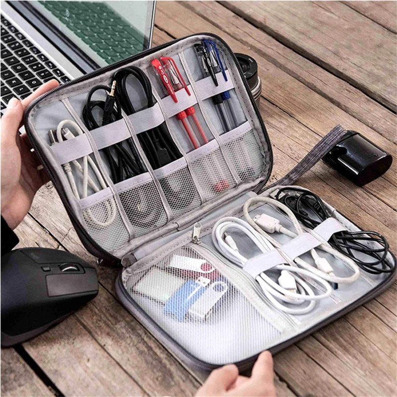 Single Layer Digital Storage Bag Data Cable Charger Organizer Waterproof Home Travel Portable Headphone Organization Pouch