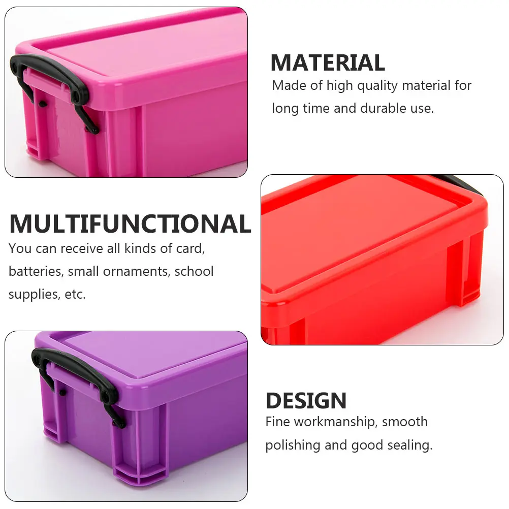 

3pcs Plastic Storage Boxes Portable Mini Household Organizer Bins for Cards Batteries Ornaments School Supplies Home