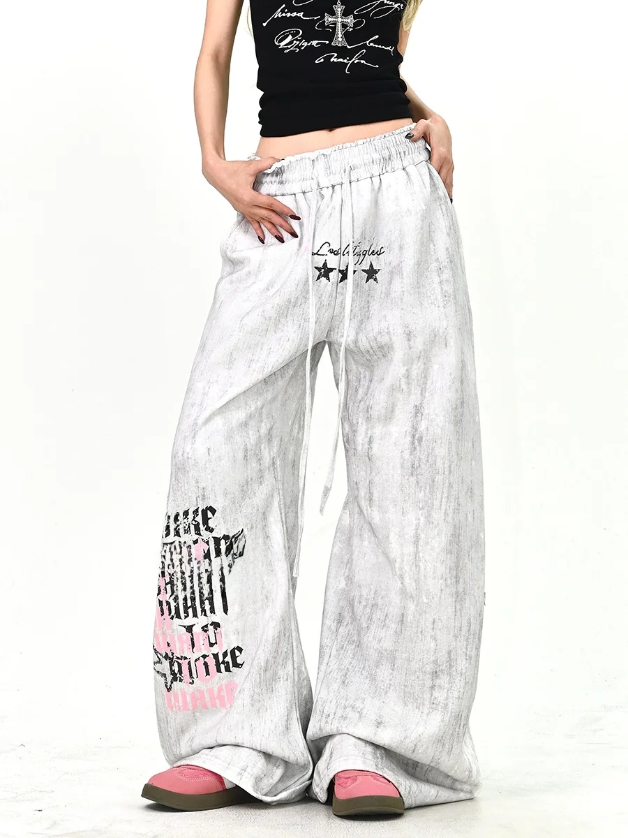

Женские повседневные брюки Lazy Star Texture, свободные, в корейском стиле, модные, удлиненные, весна 2026, уличный стиль
