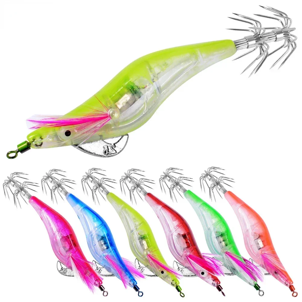 

6Pcs/Set Electronic Flashing LED Fishing Lure in Water Tackle Tool Minnow Luminous Squid Jig Shrimp Bait Night Fishing Lure