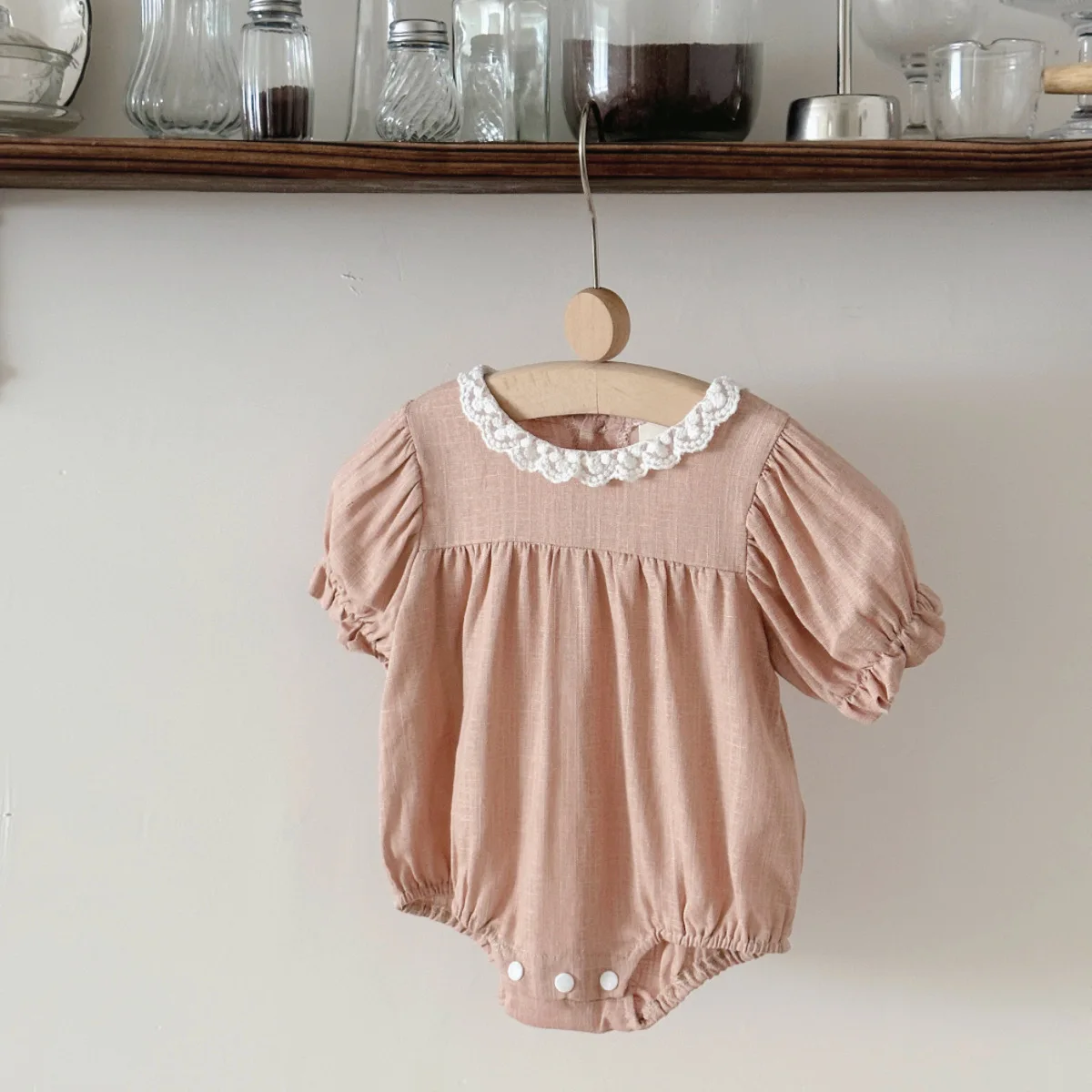 Newborn Baby Girls Romper Casual Cute Button Up  Jumpsuit Elastic Short Sleeve  Boys Clothes Summer Infant Clothes Baby Onesie