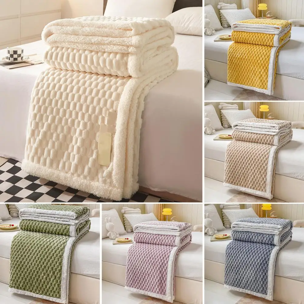 Winter Thickened Blanket Double-sided Fluff Plush Double-layer Office Nap Dormitory Home Bed Sofa Travel Cozy Warm Blanket