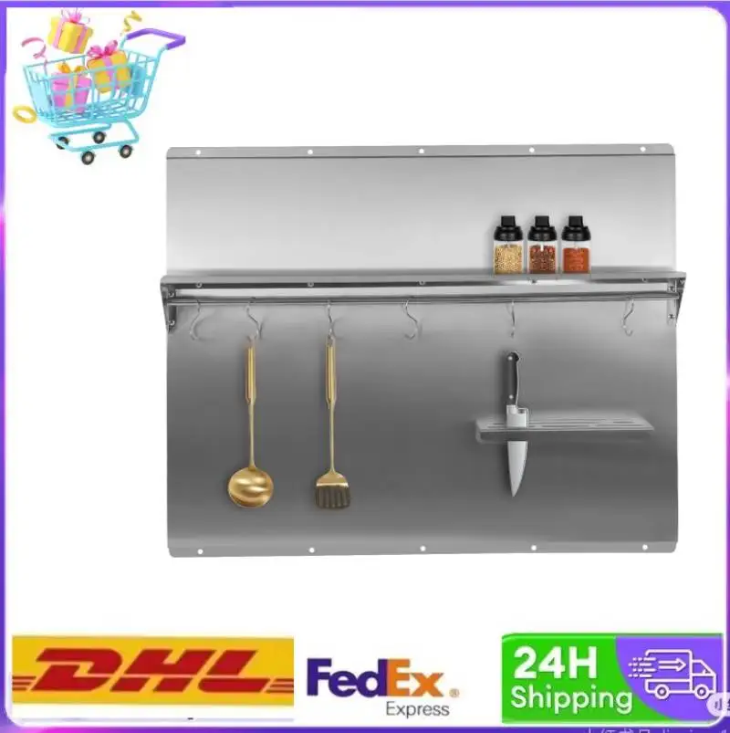 

Настенное крепление из нержавеющей стали, щиток для кухонной плиты 36*29,5 дюйма, щиток для кухонной плиты со встроенной полкой для хранения и подвесной стойкой