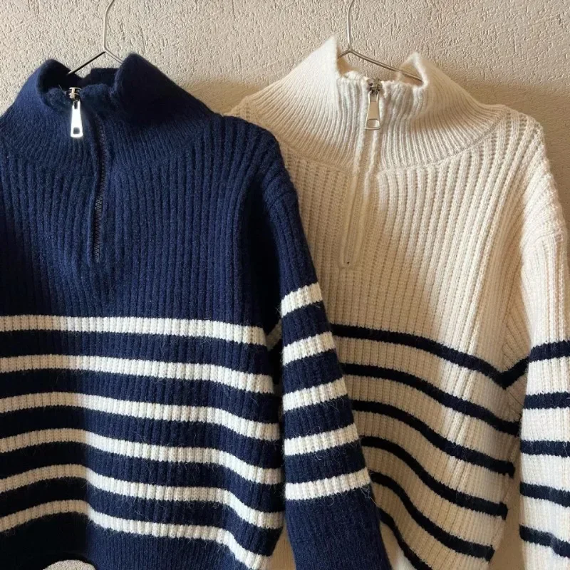 Children Clothes Knitted Pullover 2023 Autumn New Simple Striped Boy's Sweater Tops Casul Loose Girl's Pullover