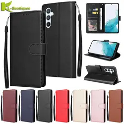 A54 A34 A14 Leather Case on For Coque Samsung Galaxy A54 A34 A14 A24 A04S A04 A04E Cover Classic Flip Wallet Phone Case Fundas