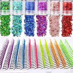 Glitter Eyelash Extension Mix Color Glitter Shiny Colorful Individual Eyelash Extension Fluorescence Makeup Party Glitter Lashes