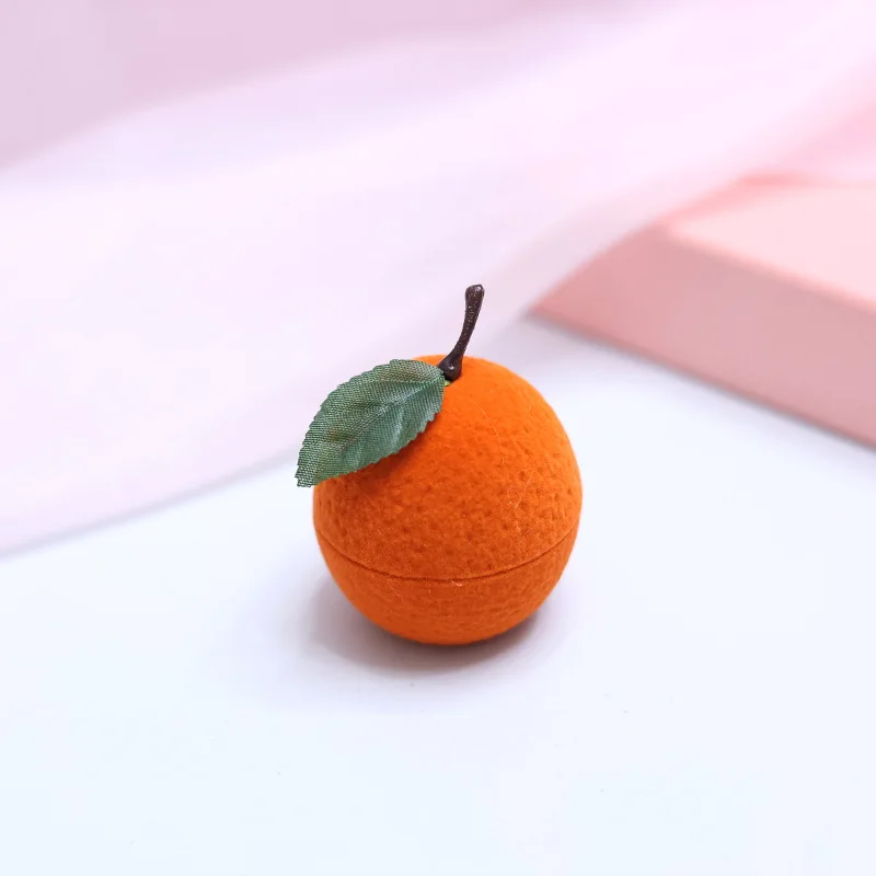 กล่องเก็บต่างหู รูปทรงน่ารัก สีส้ม กล่องใส่แหวน กล่องเก็บสร้อยคอ กล่องใส่เครื่องประดับลายผลไม้ สำหรับตกแต่งโต๊ะ