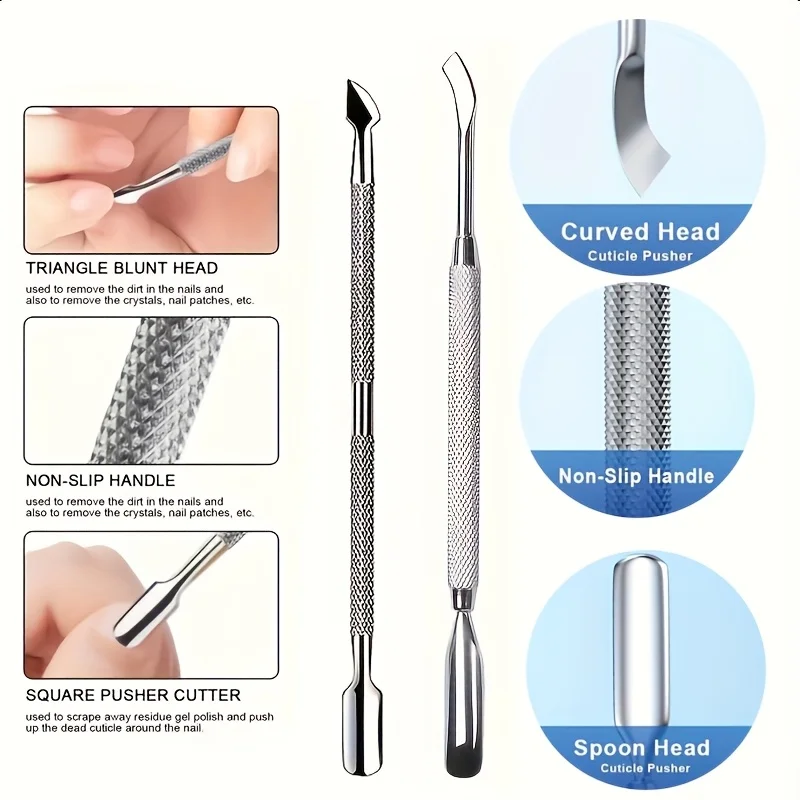 مجموعة العناية بالأظافر الاحترافية المصنوعة من الفولاذ المقاوم للصدأ مكونة من 3 قطع تتضمن مشابك متينة ومزيلات الجلد الميت مثالية للتقليم والباديكير #5