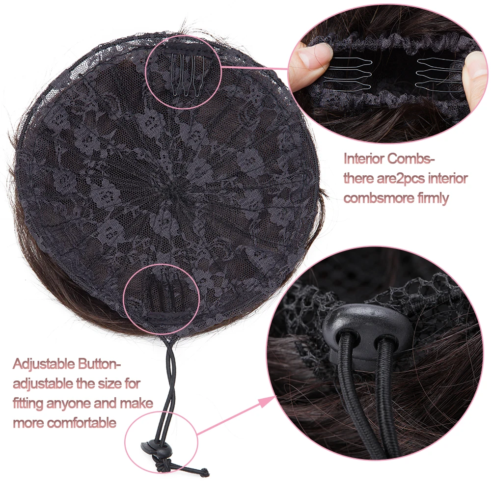 SEGO 100% capelli umani Bun Extension Donut Chignon Hairpieces per donne e uomini Scrunchies con coulisse per panini istantanei