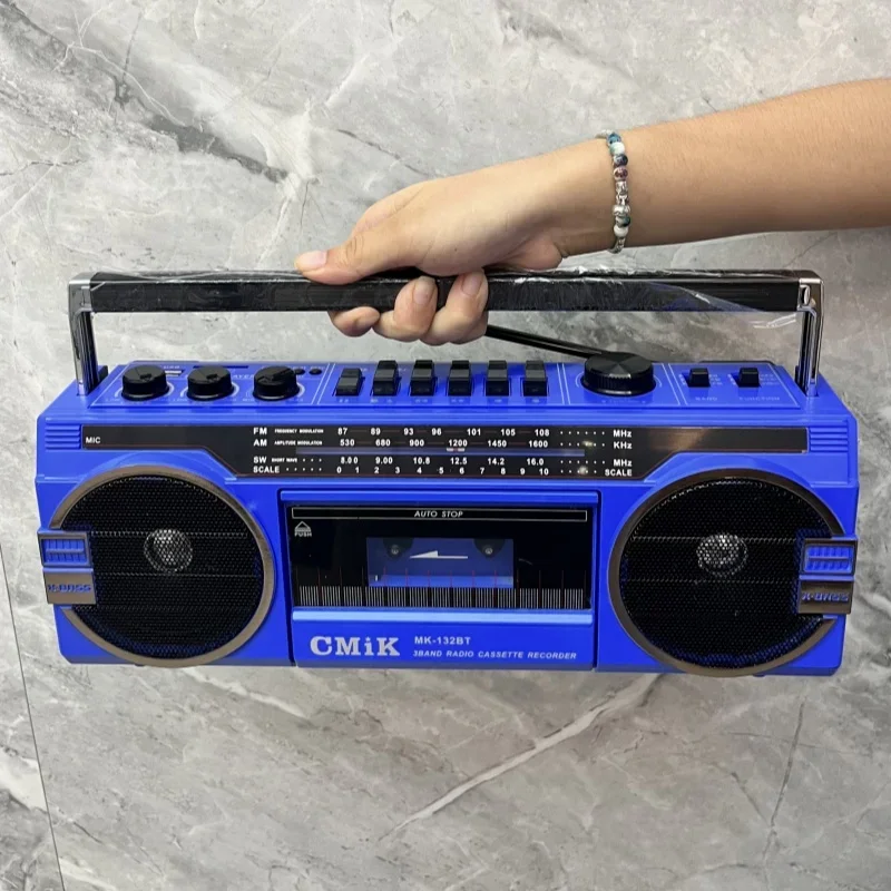 

MP3 Player MusicBox TF/USB Wireless Bluetooth Speaker Portable Stereo AM/FM/SW 4 Band Radio Tape Cassette Player Recorder 3 in 1