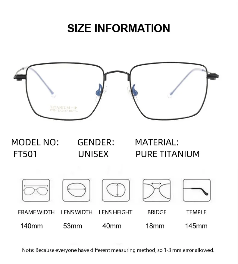 ELLCCION النظارات الطبية التيتانيوم النقي فائقة الجودة النظارات البصرية الرجال النساء نظارات دائرية قصر النظر ناقص عدسة اللونية