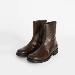 Minimalist High-Top Chelsea Boots Unisex Brown Smokestack Boots Retro Boots Youth Winter Wear Resistant Rubber Sole