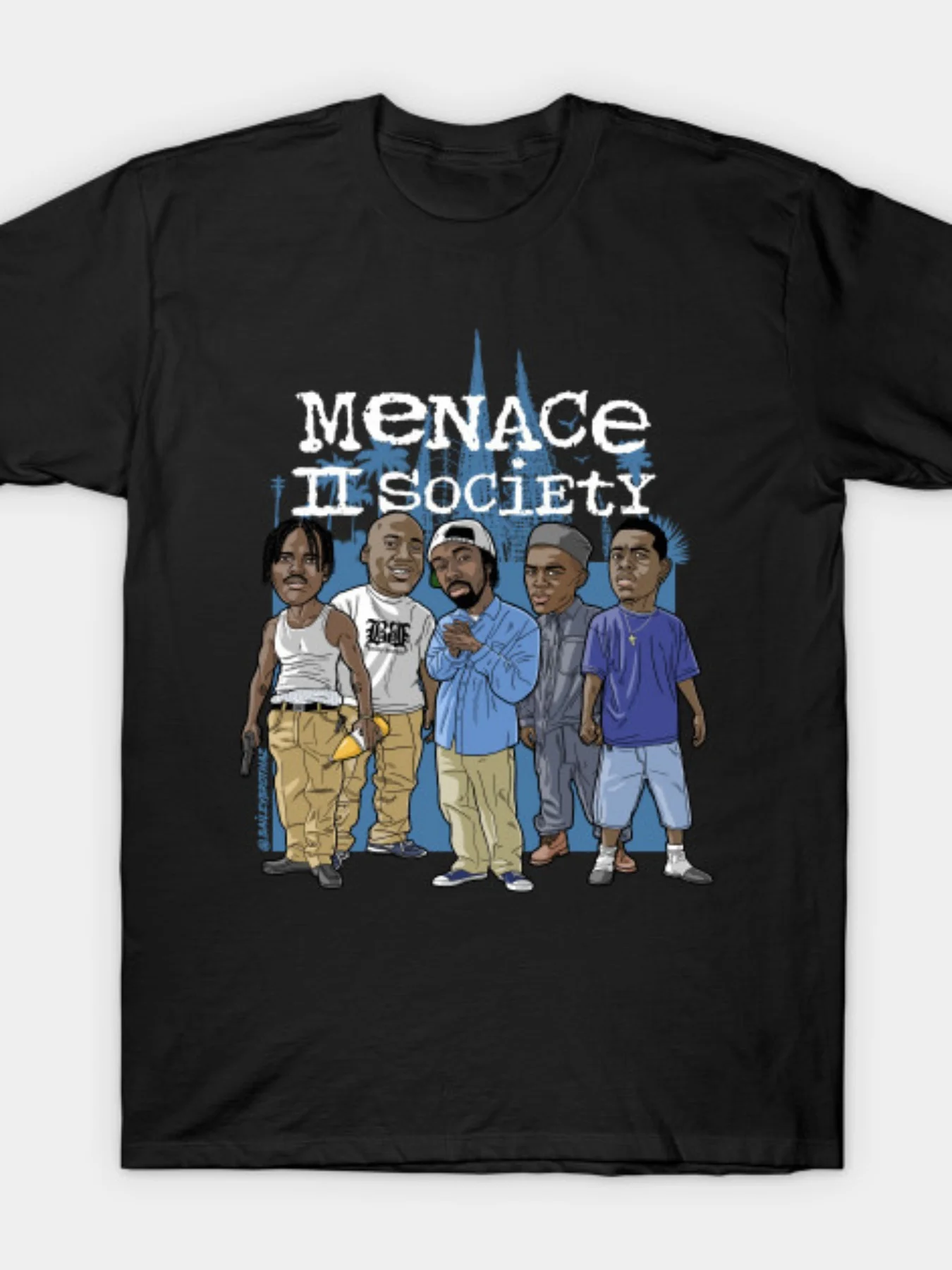

Футболка Menace 2 Society Graphic, футболка с круглым вырезом из 100% хлопка, элегантный геометрический узор, вязаный тканевый топ с короткими рукавами для взрослых