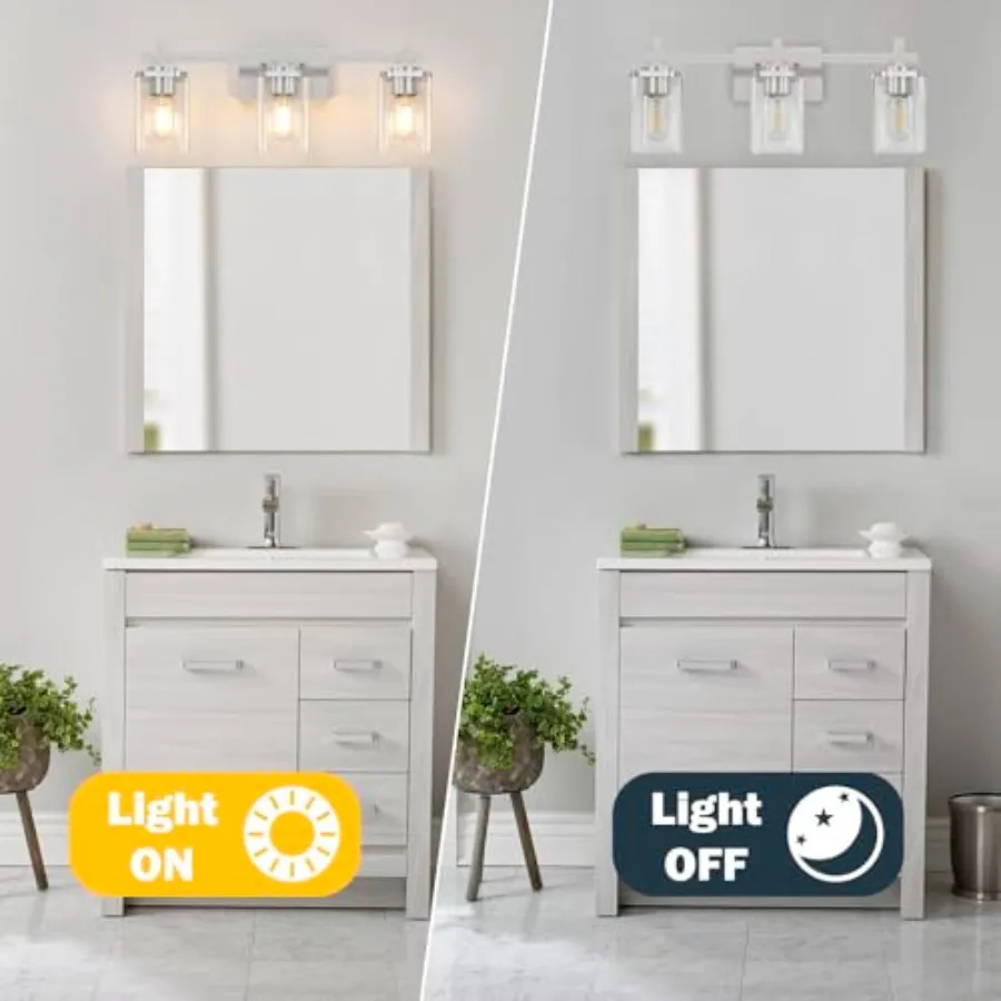 Brushed Nickel Bathroom Light Fixtures, Bathroom Vanity Light with Glass Shades, Modern Vanity Lights for Mirror, Wall Lights f view 5