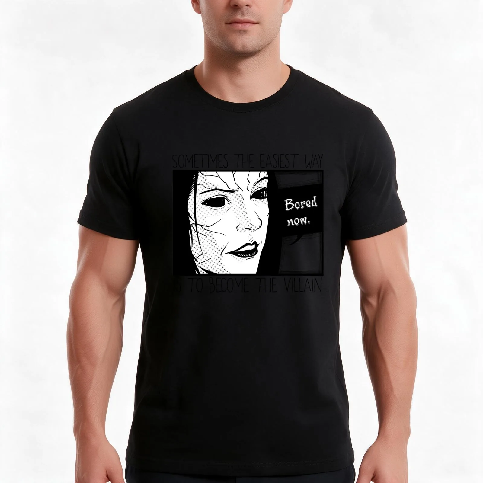 Bored now T-Shirt, Summer Casual Cotton Tee, Oversized Streetwear Tops, Vintage Graphic Print, Loose Fit Short Sleeve