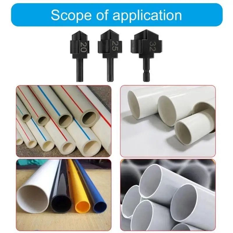 

R9UF 3Pcs Lifting Drill Bit Water Pipe Connection Tool Stepped Drill Bit 20/25/32mm