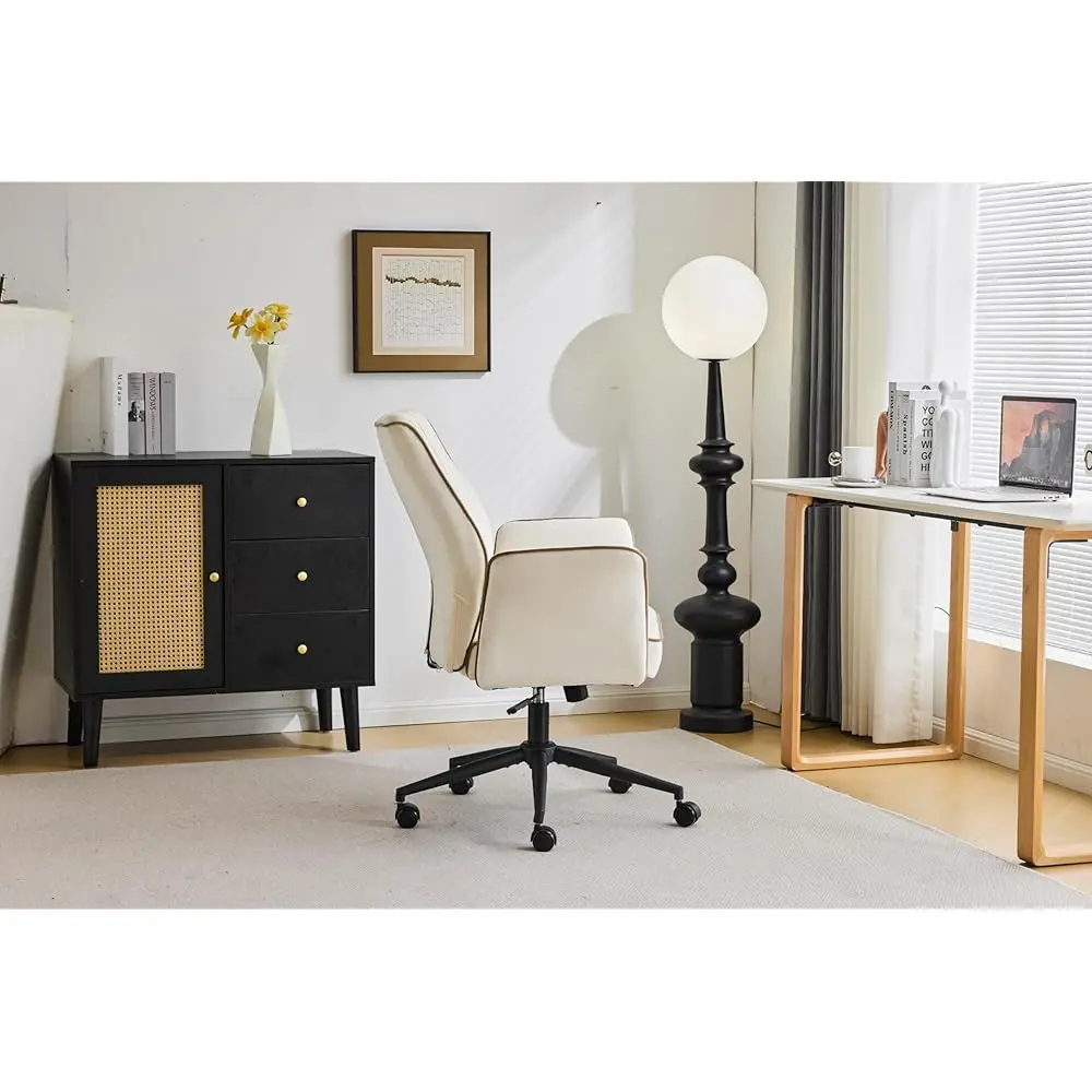 Bloom Chair,Comfy Home Office Desk Chair With Wheels & Padded Armrests,Aesthetic Vanity Chair With Back,Height Adjustable