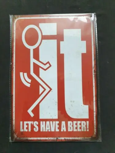 Fu*k It Lets Have A Beer Metal Sign Plaque Man Cave Retro Funny Humour FREE P&P