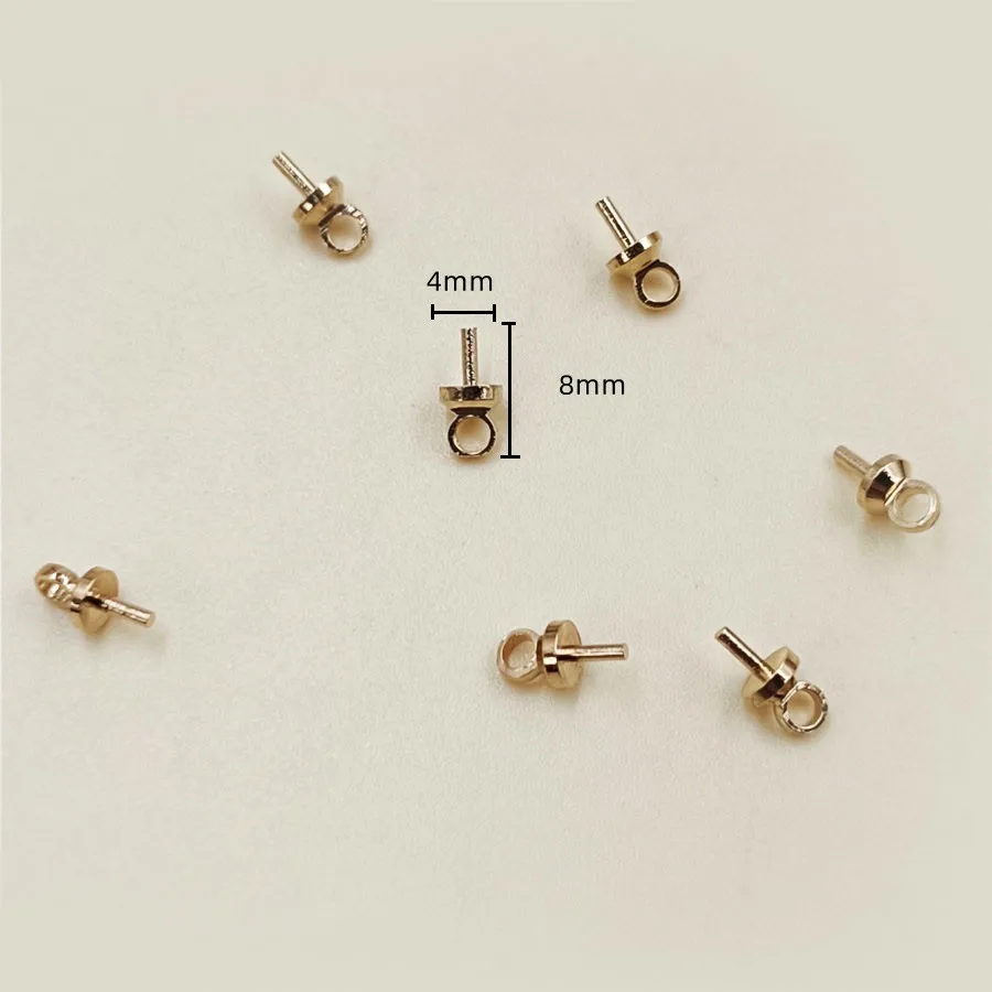 20Pcs 4*8mm Sheep Eye Beads Cap Earrings Pendant Nail Screw Beads Holder Handmade DIY Jewelry Accessories